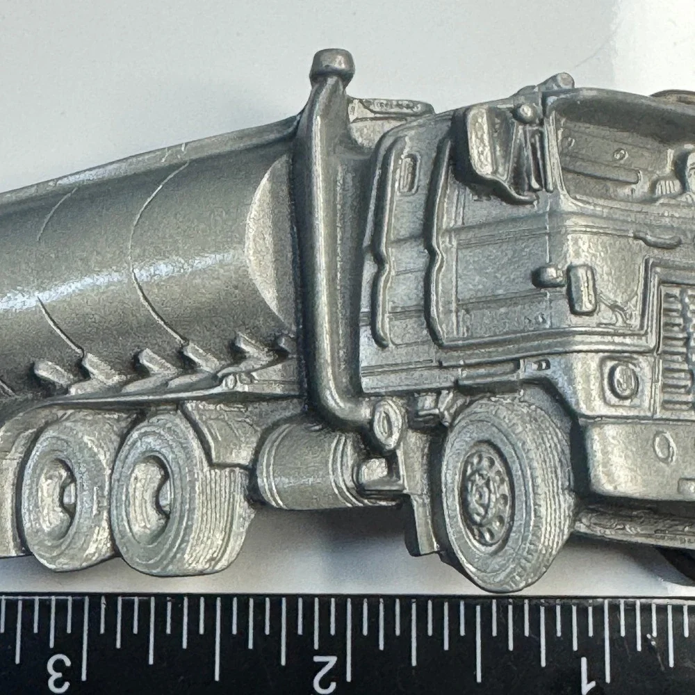 Tanker Truck Belt Buckle Pewter Tone Metal Made in Mexico‎ Reissue